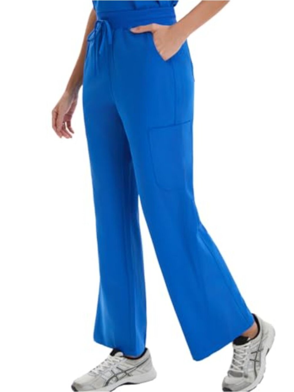Womens Scrub Wide Leg Pants High Rise Four Way Stretch 6 Pockets